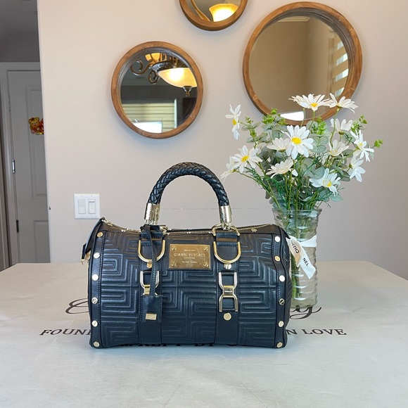 Versace Handbags - Versace Black Leather Boston Bag Satchel Handbag